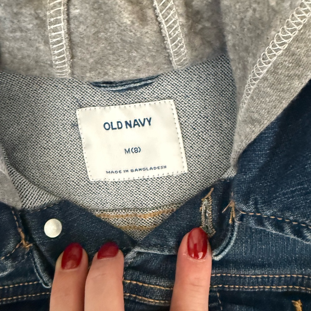 Old Navy Denim Jacket with Gray Hood - Picture 3 of 3